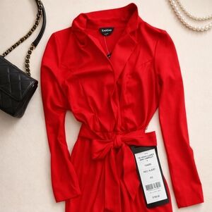 Bebe Vibrant Red Long Sleeve Jumpsuit